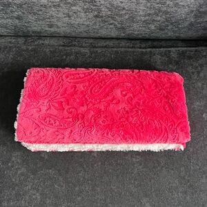 Tourance Paisley Baby Blanket in Embossed Coral with Ivory Rosebud